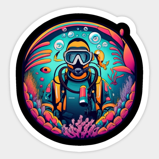 Underwater fun | Diver exploring reef Sticker by Viking shop